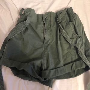 H&M Army Green Paper Bag Shorts